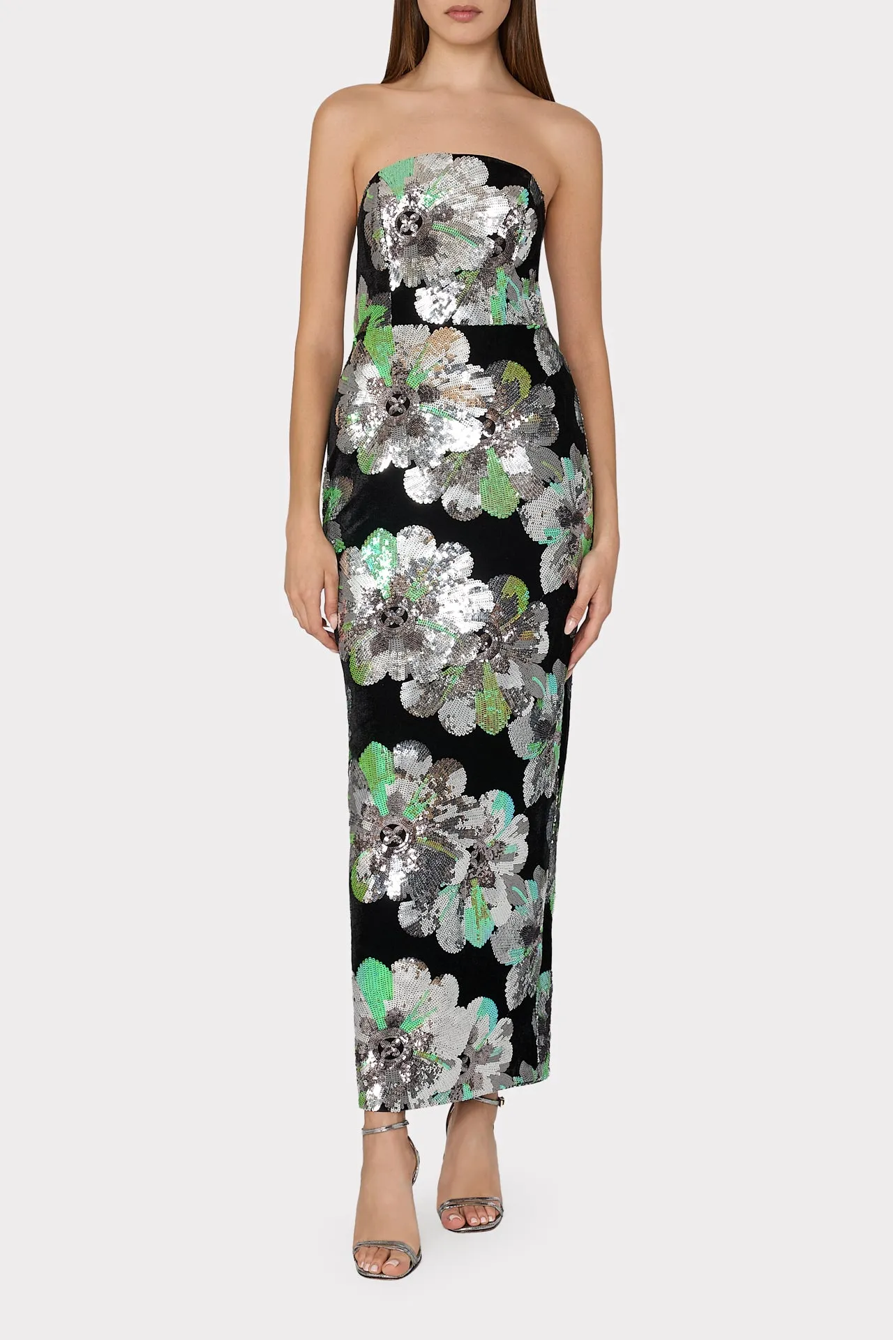 Orion Velvet Floral Sequins Dress