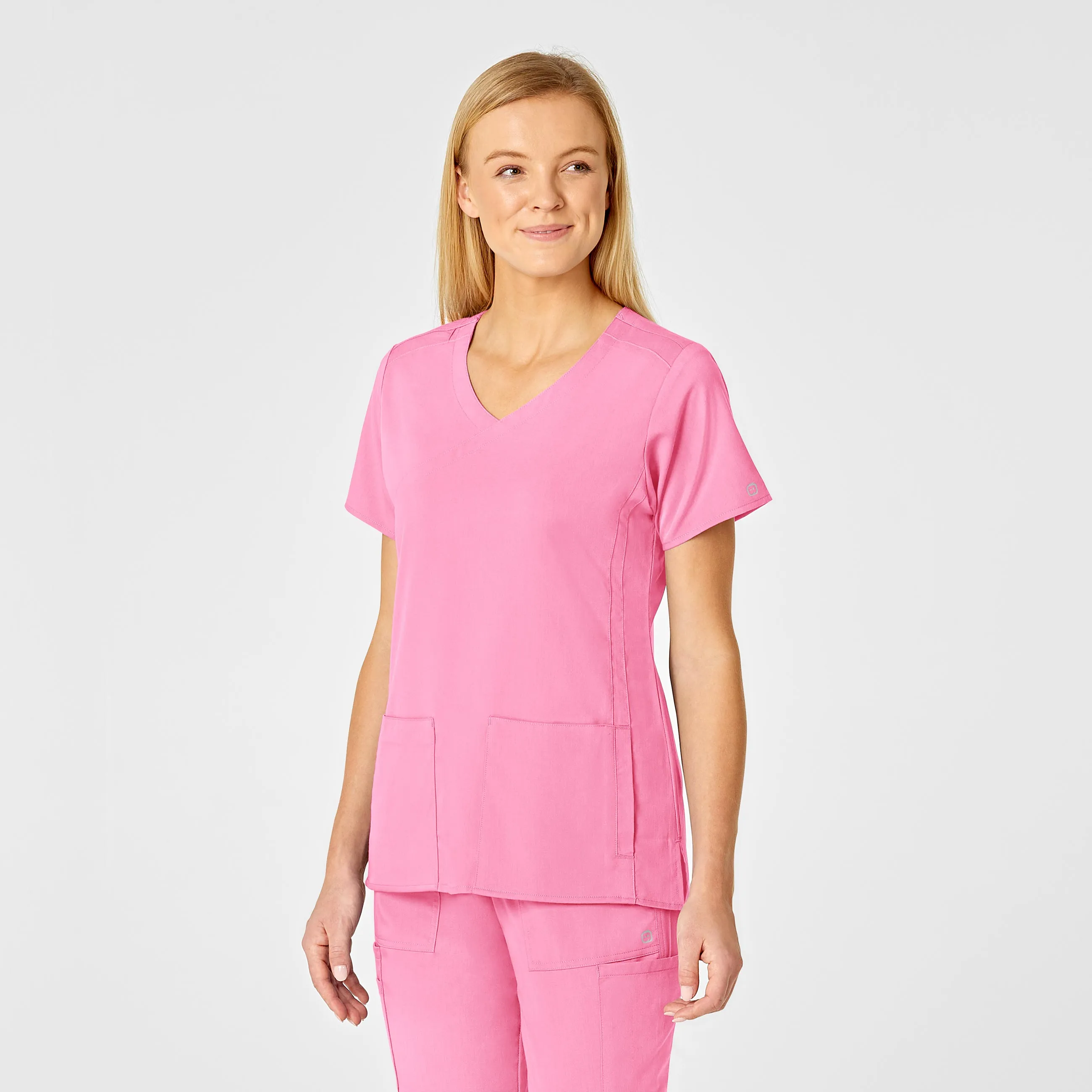 PRO Women's 4 Pocket Wrap Scrub Top - Pink Blossom