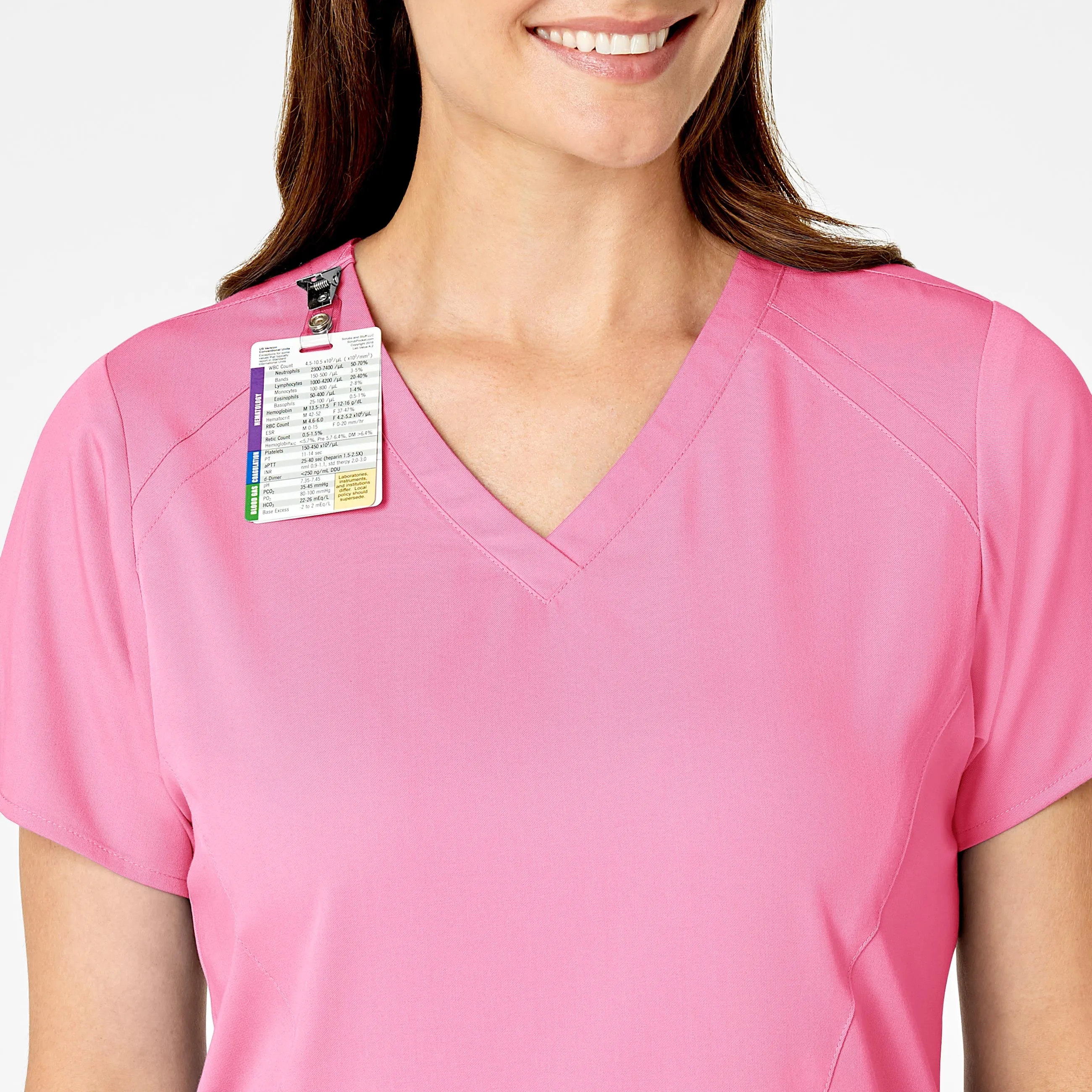 PRO Women's Four Pocket V-Neck Scrub Top - Pink Blossom
