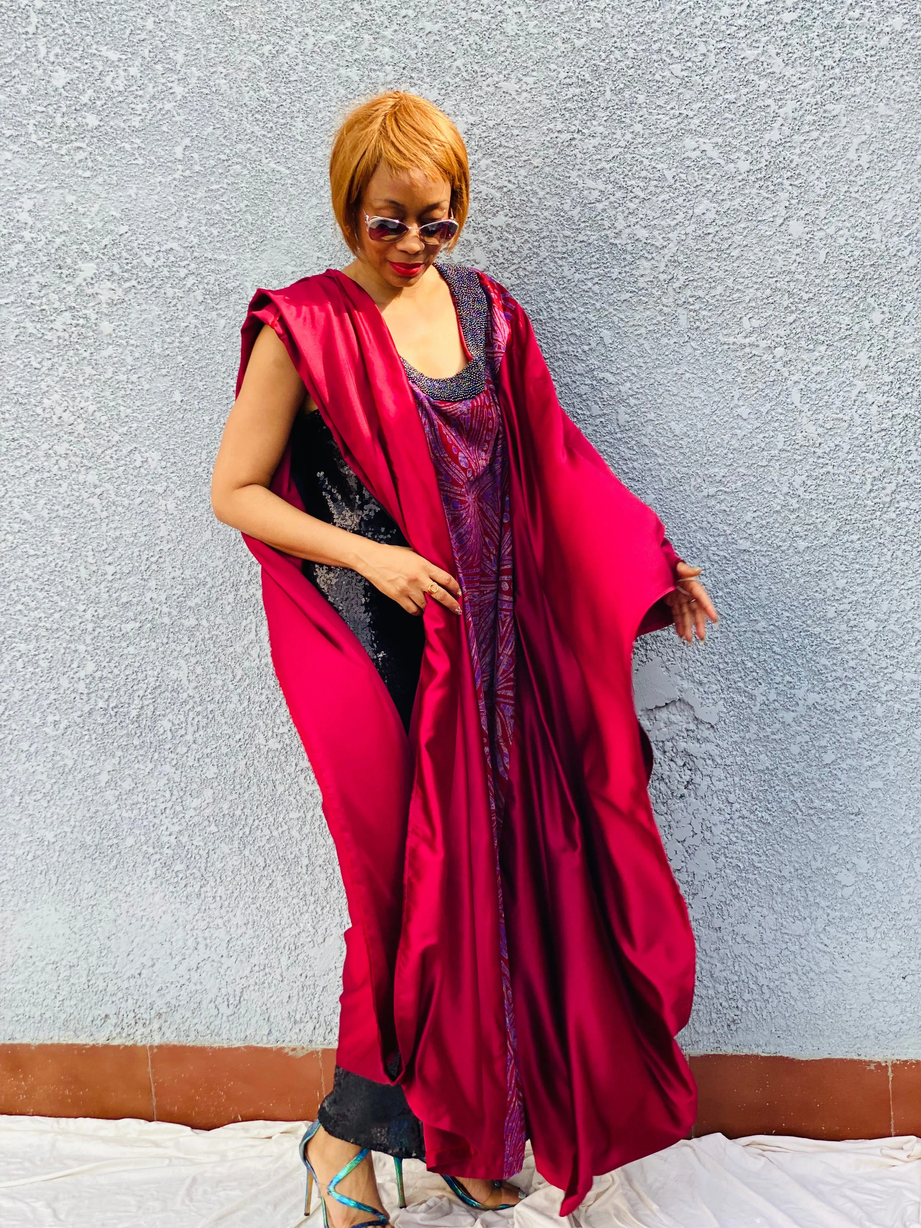 Reina Hand Beaded Adire Dress with Optional Sequined Tube