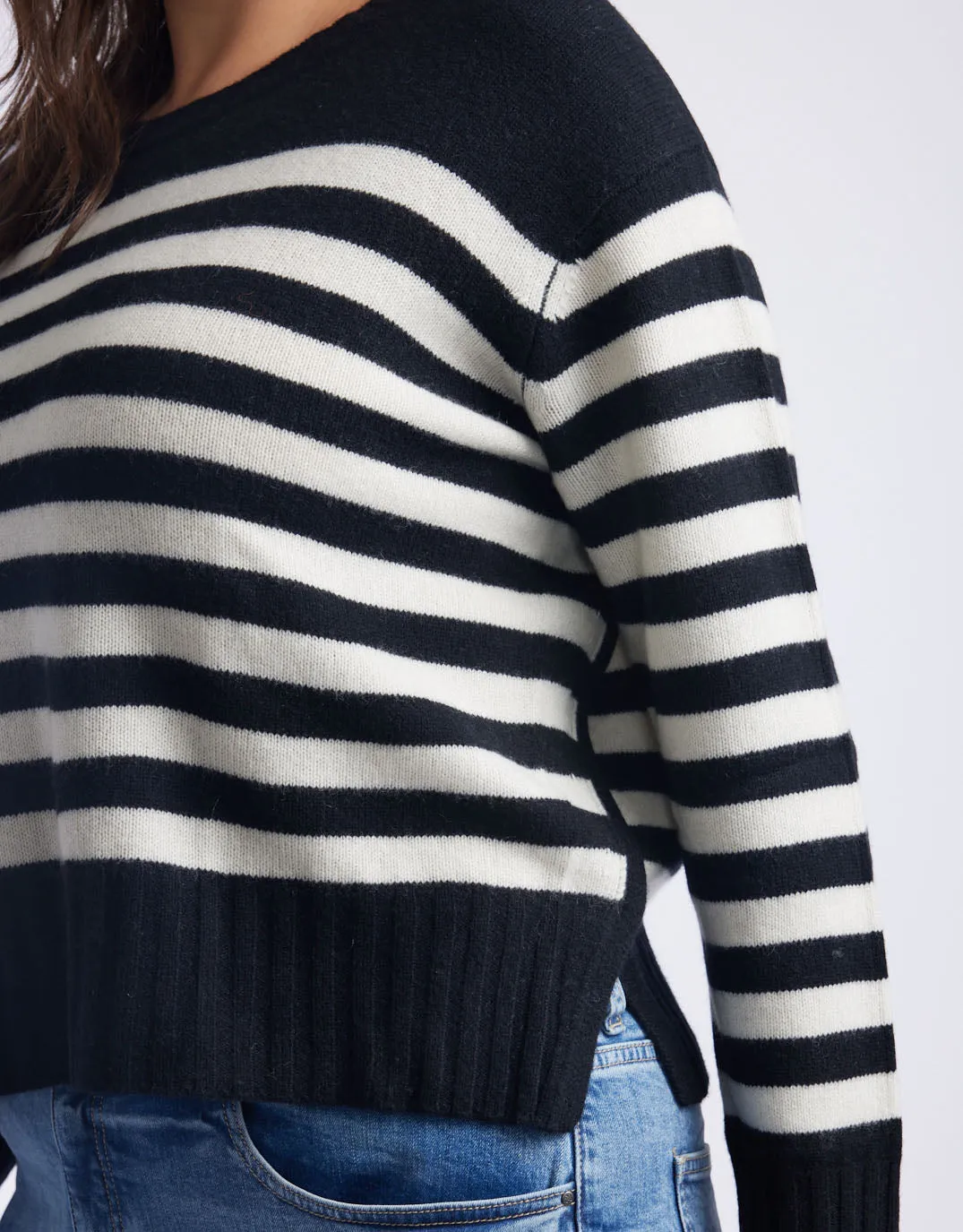 Saint-Germain Crew Knit Jumper - Black/White Stripe