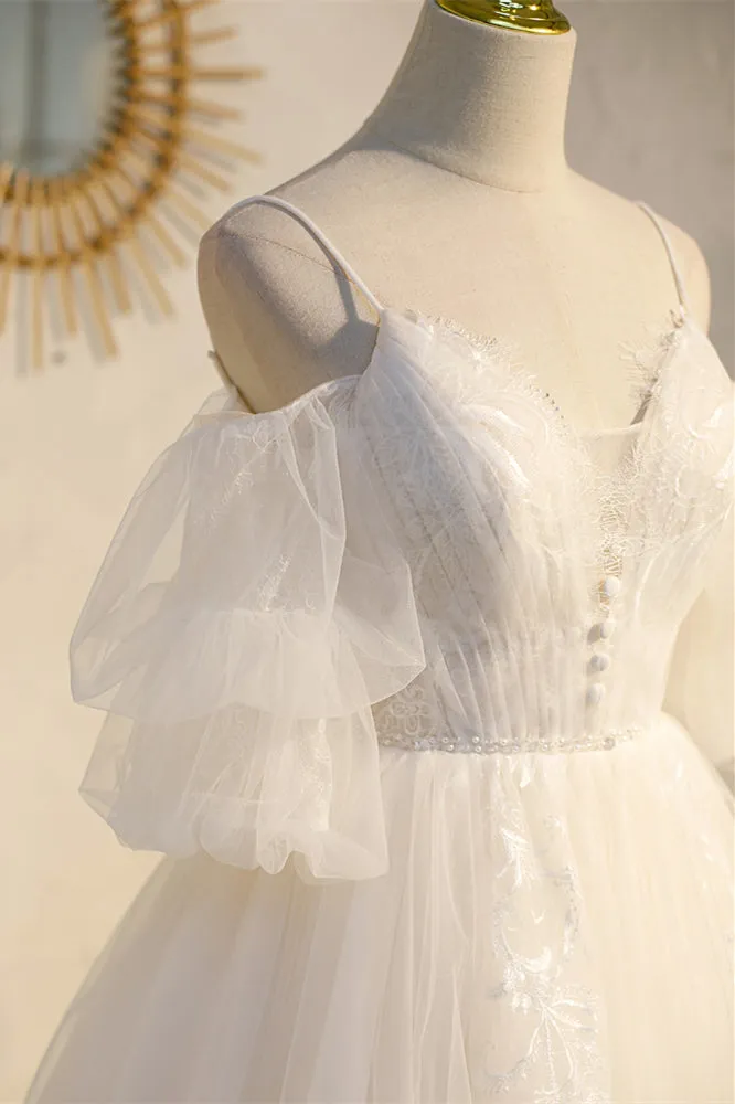 Short Puffy Sleeves Yellow A-line Short Princess Dress