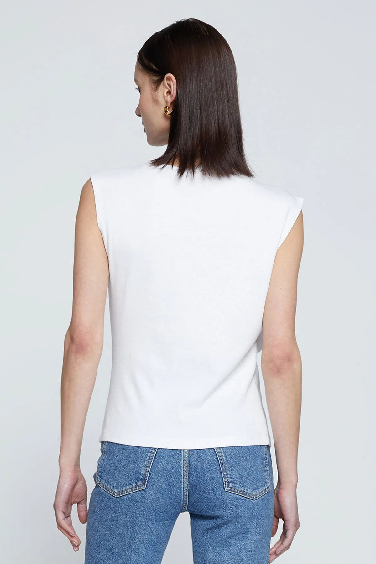 Stateside Luxe 2x1 Rib Asymmetric Tank in White