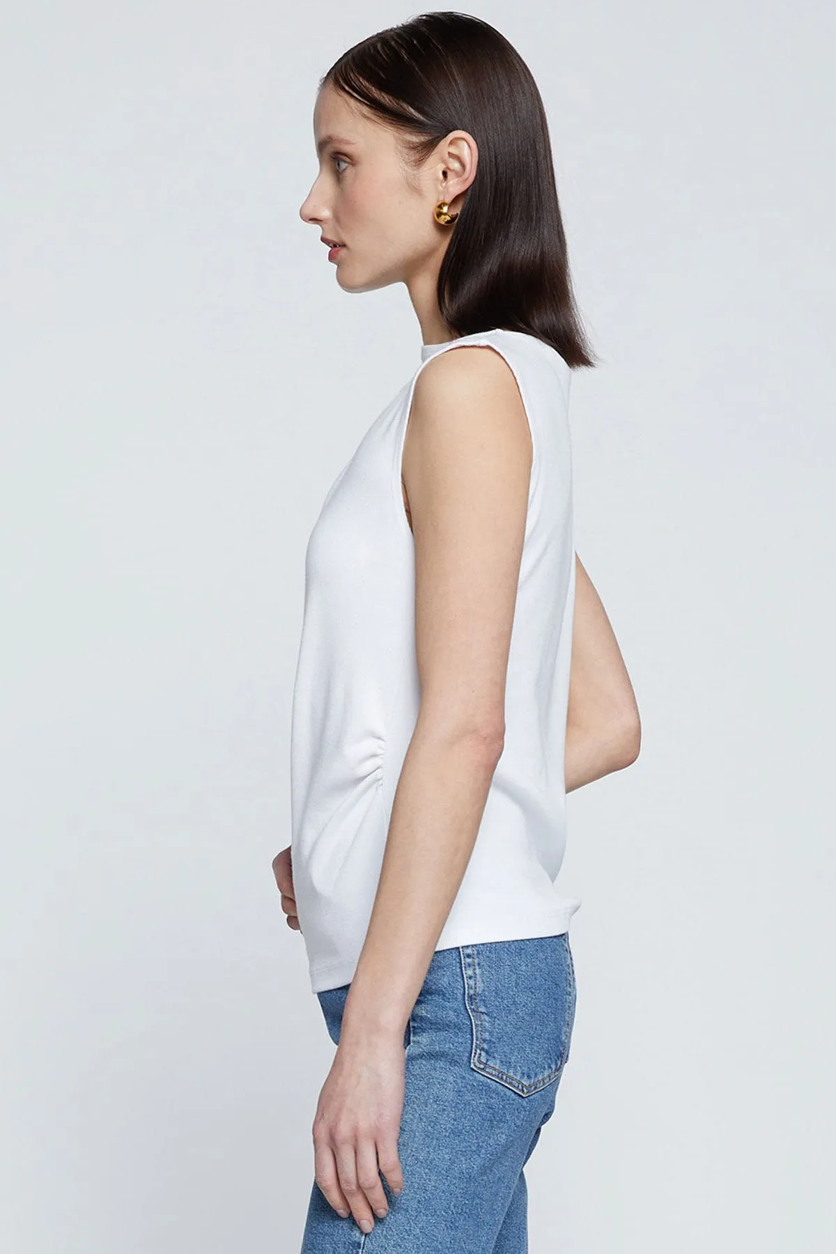 Stateside Luxe 2x1 Rib Asymmetric Tank in White