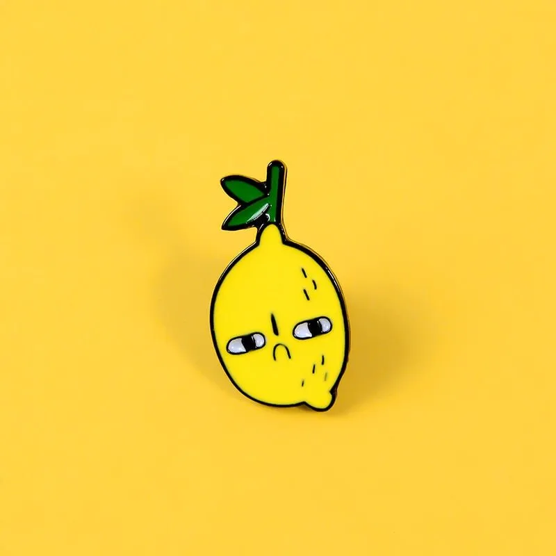 Unhappy Lemon Alloy Brooch Pin for Clothing and Bags