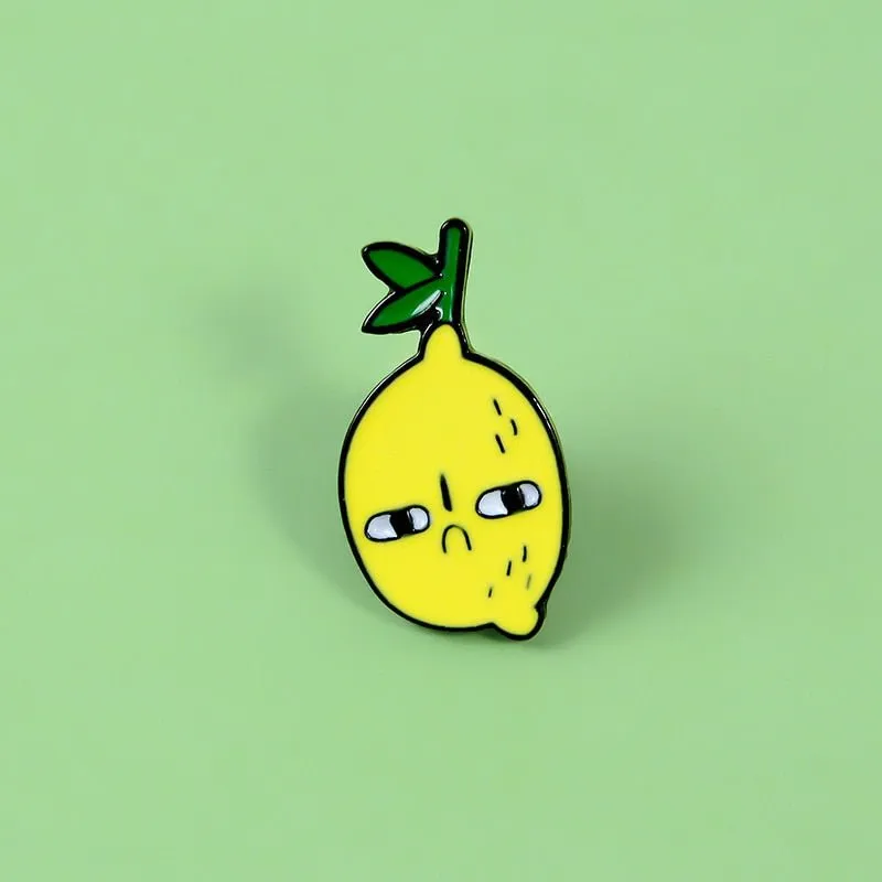 Unhappy Lemon Alloy Brooch Pin for Clothing and Bags