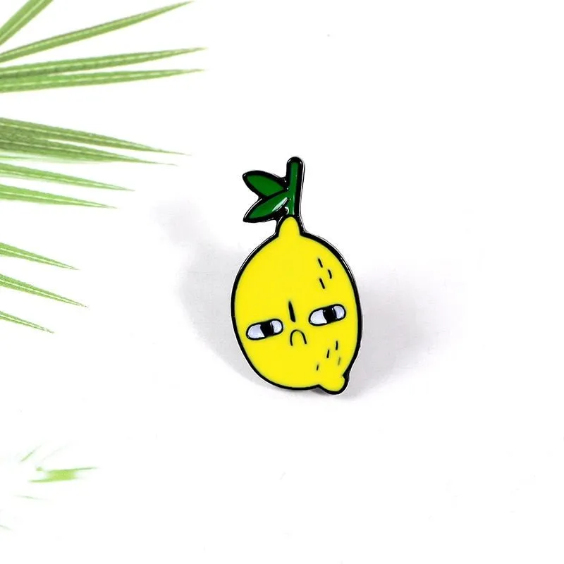 Unhappy Lemon Alloy Brooch Pin for Clothing and Bags