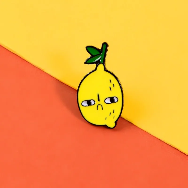 Unhappy Lemon Alloy Brooch Pin for Clothing and Bags