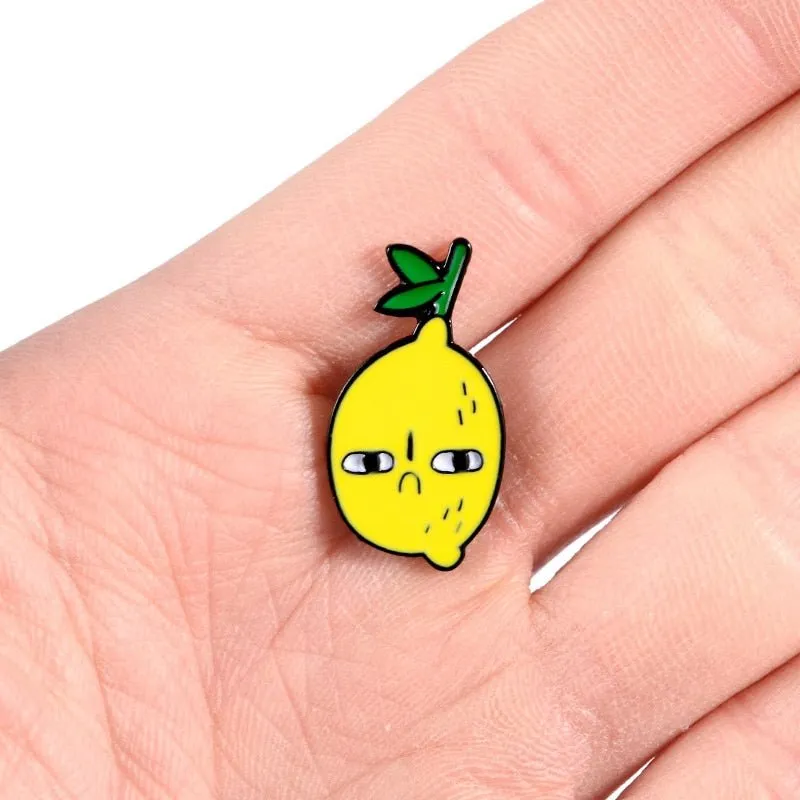 Unhappy Lemon Alloy Brooch Pin for Clothing and Bags