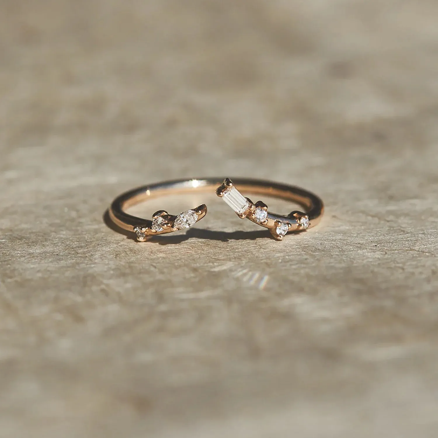 union of bliss ring - 14k yellow gold, white diamonds