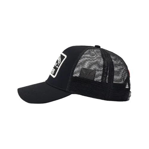 WCC MOTORCYCLE CO. 5 PANEL TRUCKER HAT - BLACK