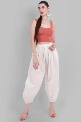 White Cotton Harem Pants