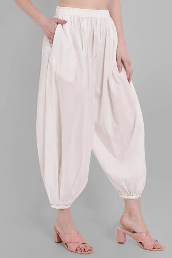 White Cotton Harem Pants