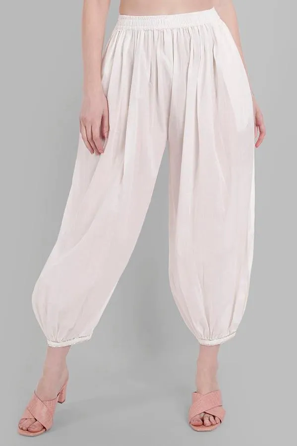 White Cotton Harem Pants
