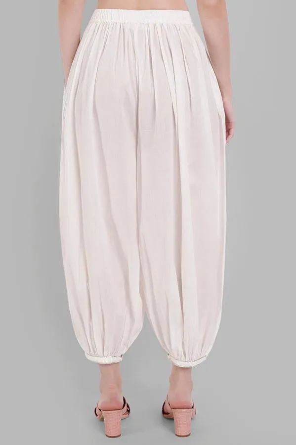 White Cotton Harem Pants